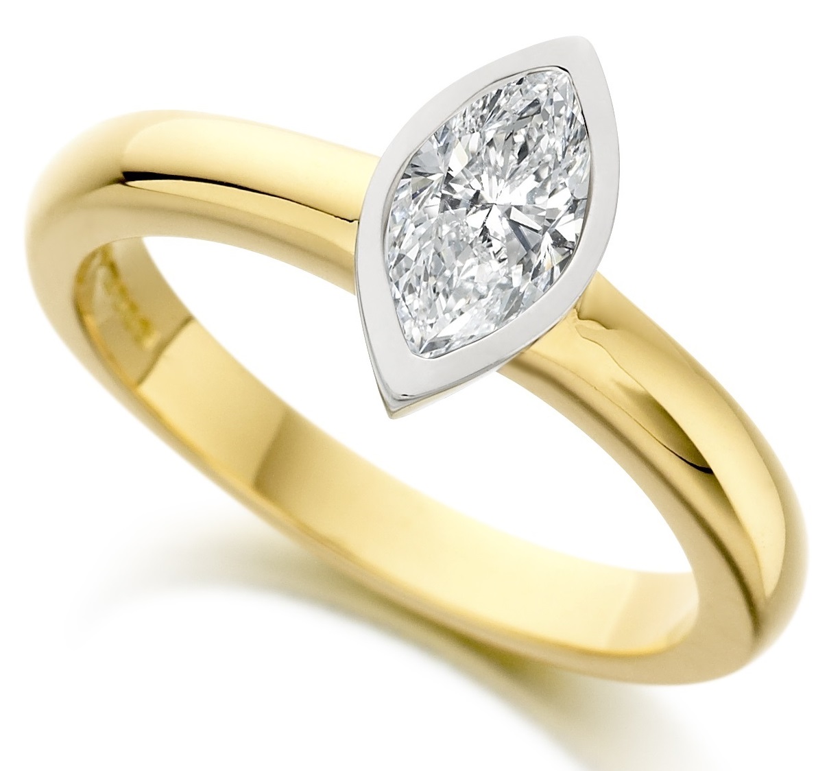 Marquise Cut Rub Over Yellow Gold Engagement Ring ICD2554YG  Main Image